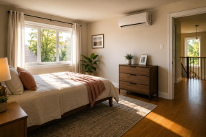 Hot upstairs bedroom with ductless mini-split AC