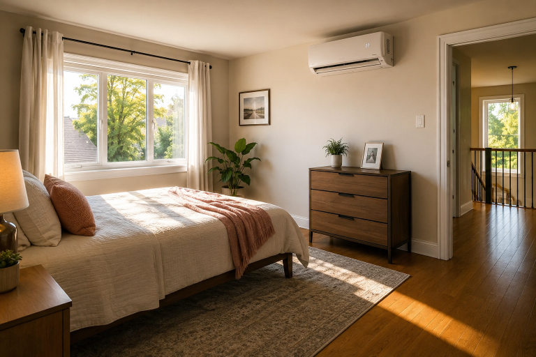 Hot upstairs bedroom with ductless mini-split AC