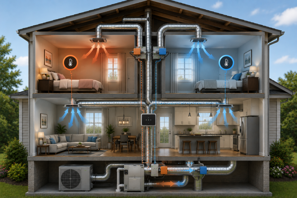 Zoned heating and cooling