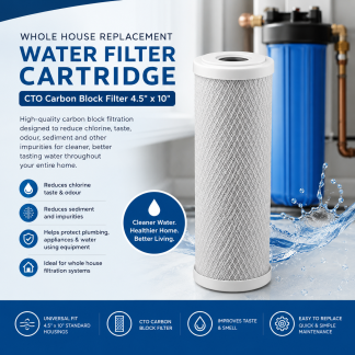 Whole House Replacement Water Filter Cartridge - CTO Carbon Block Filter 4.5x10